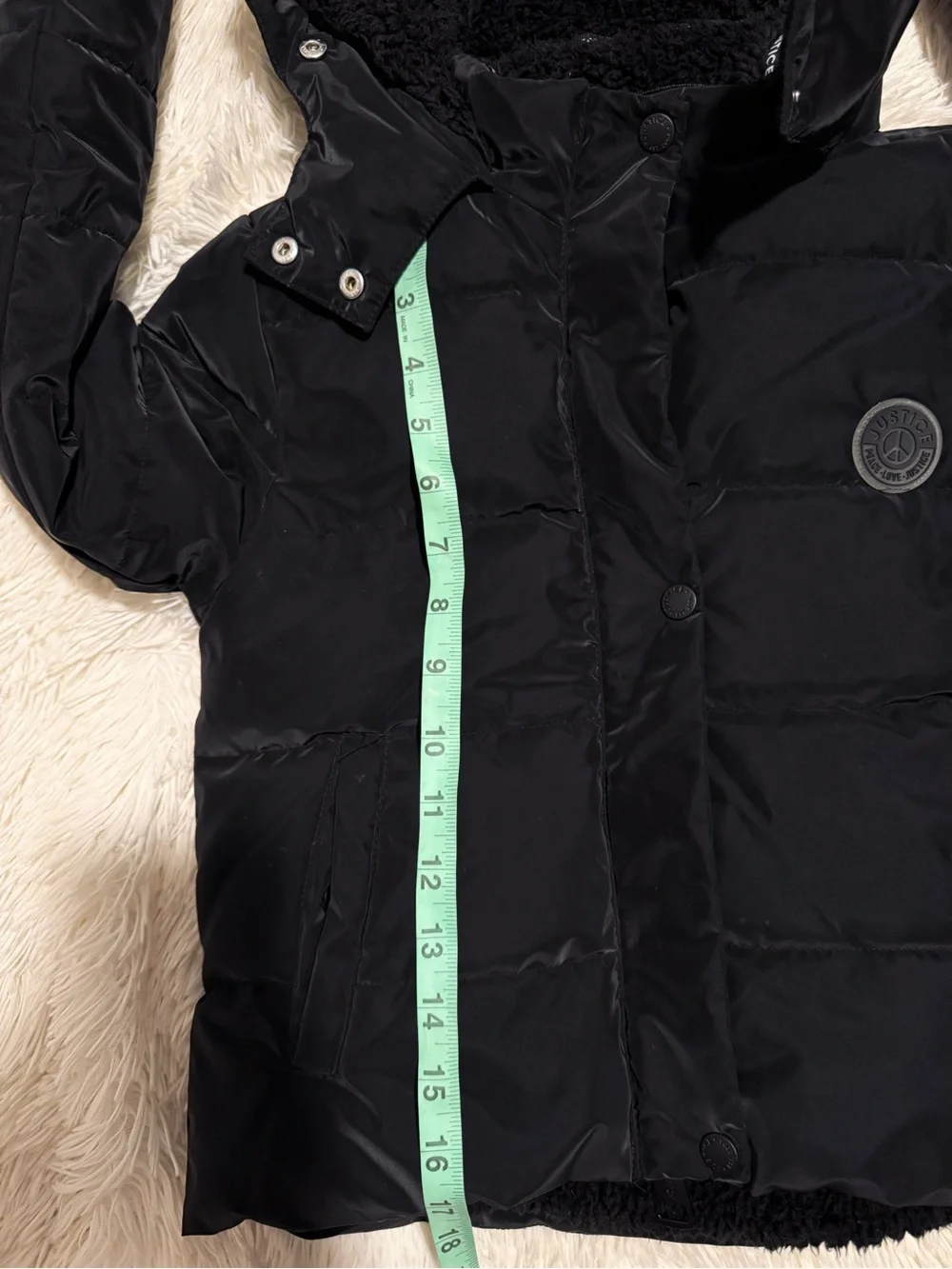 Justice Black Puffer Jacket with Hood